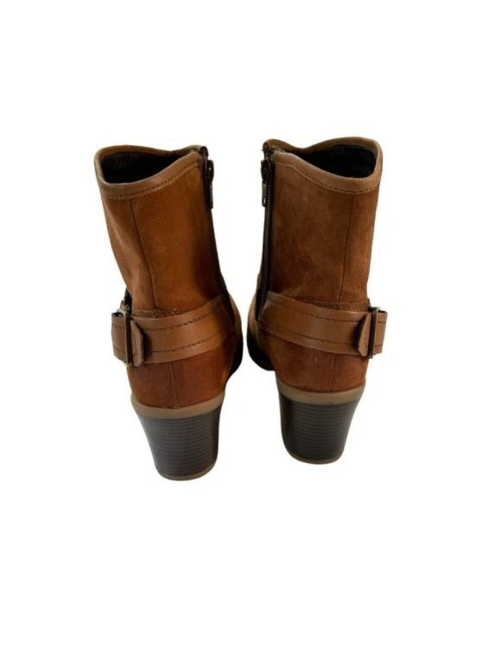 Earth Leather Suede Ankle Boot Lina Arlington Western Bootie Cognac Size 7.5 - Picture 4 of 10